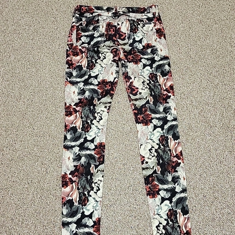 7 For All Mankind Multicolor Floral 5 pocket Pants Women's Sz 28 school date - Picture 4 of 7